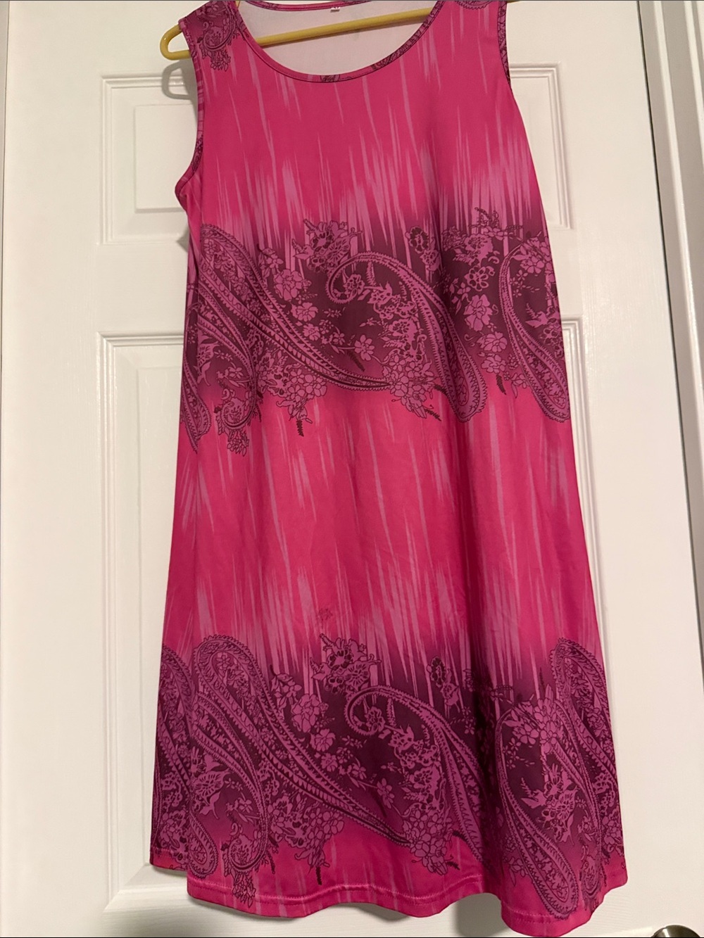 Pink Sleeveless A-Line Dress with Paisley Print